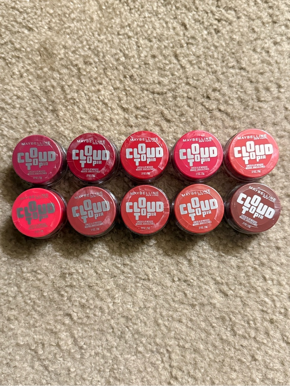 Maybelline Cloudtopia Cheek & Lip Mousse Blush (10 Total) FULL SET, BRAND NEW